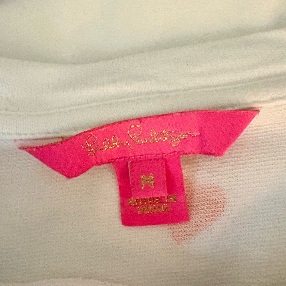 Lily Pulitzer Jensen Hearts White Puff Sleeve Sweatshirt Medium - Picture 5 of 5